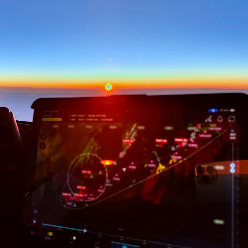 Electronic Flight Bag at sunrise